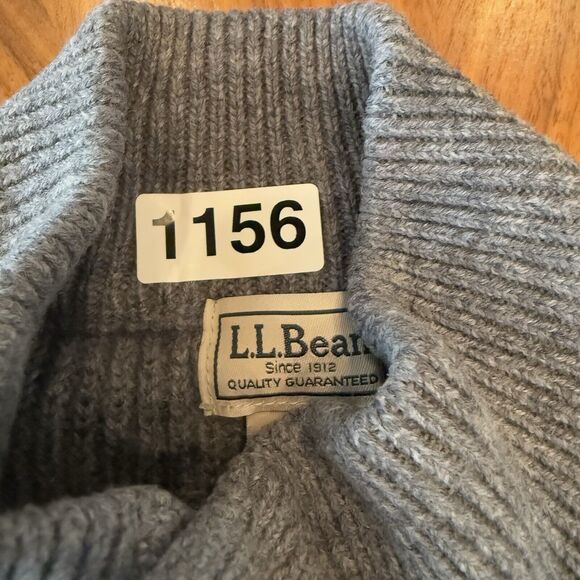 LL Bean 100% Lambs Wool Sweater Mens Large Gray Henley 3 Button Pullover EUC - Picture 12 of 12